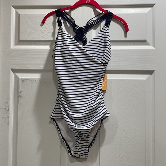 NWT Kona Sol Striped Macrame One Piece Swimsuit S - Picture 4 of 10